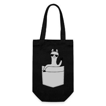 Comic Hemdtasche Lama - Geschenkbeutel für Flaschen - Schwarz - Vorne