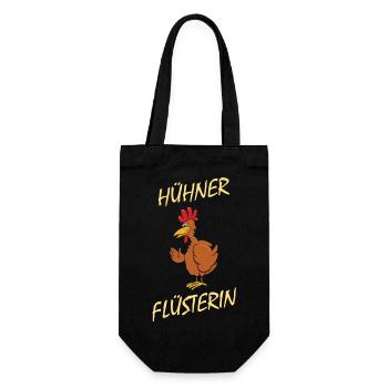 Hühner Flüsterin - lustiges Huhn Hahn Hühnerstall - Geschenkbeutel für Flaschen - Schwarz - Vorne