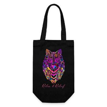 Relax&Relief Wolf - Geschenkbeutel für Flaschen - Schwarz - Vorne