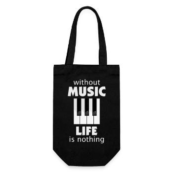 Ohne Musik ist das Leben nichts. Version mit Weiß - Geschenkbeutel für Flaschen - Schwarz - Vorne