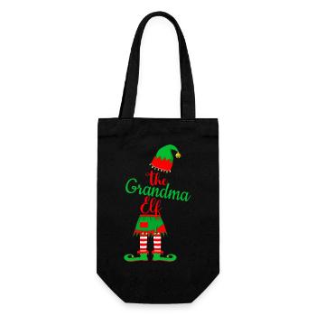 Christmas Grandma Elf - Geschenkbeutel für Flaschen - Schwarz - Vorne