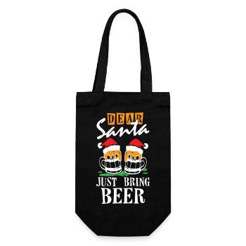 Cher Père Noël, apportez simplement de la bière - Sac à bouteille - noir - Devant