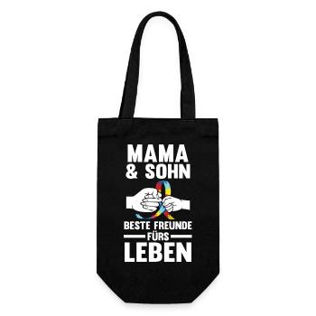 Mama Und Sohn Autismus Autist Mutter Autisten - Geschenkbeutel für Flaschen - Schwarz - Vorne
