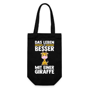 Giraffe Giraffen - Geschenkbeutel für Flaschen - Schwarz - Vorne