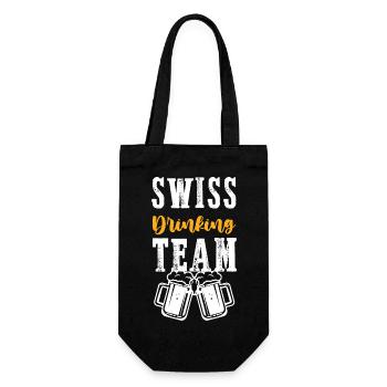 Schweiz Drinking Team Swiss - Geschenkbeutel für Flaschen - Schwarz - Vorne