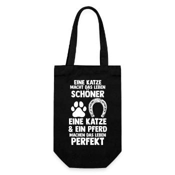 Katzen Pferdeliebhaber Katzenliebhaber Pferde - Geschenkbeutel für Flaschen - Schwarz - Vorne
