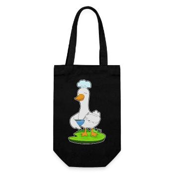 Ente Koch Schüssel Kochen - Geschenkbeutel für Flaschen - Schwarz - Vorne