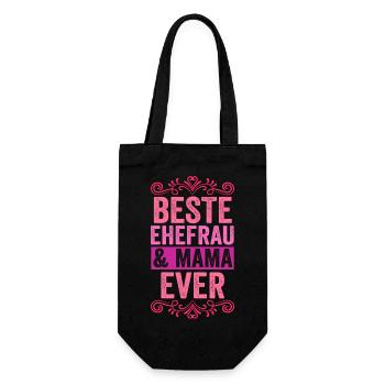 Ehefrau Mutter Mama - Geschenkbeutel für Flaschen - Schwarz - Vorne