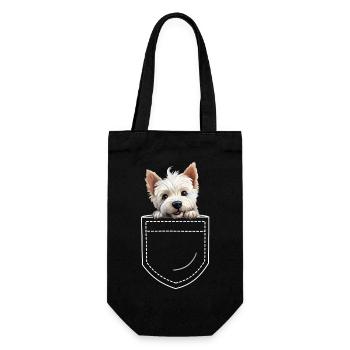 Dog West Highland White Terrier Westie - Gift Bag for Bottles - black - Front