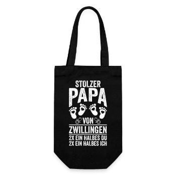 Vater Papa von Zwillingen Zwillingspapa - Geschenkbeutel für Flaschen - Schwarz - Vorne