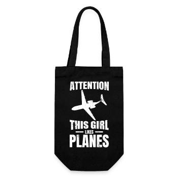 This girl likes airplanes - Gift Bag for Bottles - black - Front