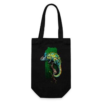 Colorful Camouflage: Chameleon on a Branch - Gift Bag for Bottles - black - Front