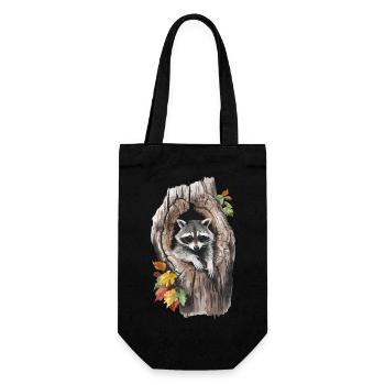 Niedlicher Waschbär in hohlem Baum für einen - Geschenkbeutel für Flaschen - Schwarz - Vorne