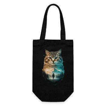 Lustiger Katzenliebhaber Naturlandschaft - Geschenkbeutel für Flaschen - Schwarz - Vorne