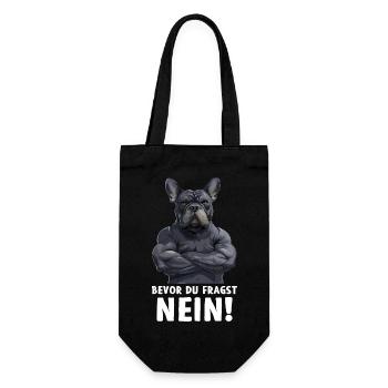 Französische Bulldogge Hund Frenchie Bevor du frag - Geschenkbeutel für Flaschen - Schwarz - Vorne