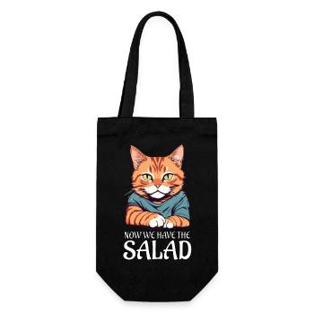Katze Now we have the salad - Geschenkbeutel für Flaschen - Schwarz - Vorne