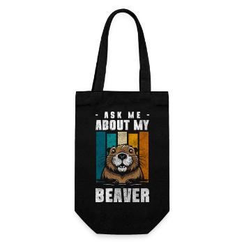Beaver Tree Cutter Zoo Nature Conservation - Gift Bag for Bottles - black - Front