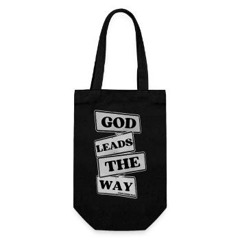 God Leads the Way – Proverbs 16:9 - Gift Bag for Bottles - black - Front