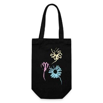 Bunte Blumen der Freundschaft - Geschenkbeutel für Flaschen - Schwarz - Vorne
