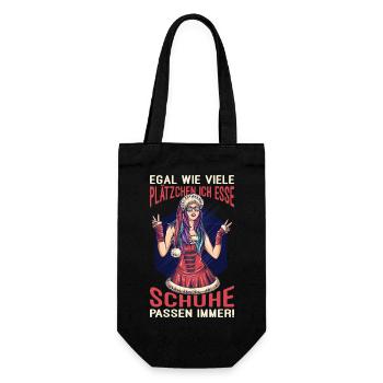 Weihnachtsgeschenk Frauen Plätzchen Lustig Idee - Geschenkbeutel für Flaschen - Schwarz - Vorne