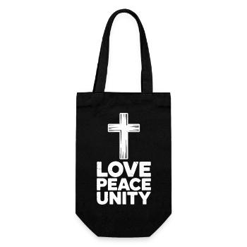 Liebe Frieden Einheit Kreuz Spiritualität - Geschenkbeutel für Flaschen - Schwarz - Vorne