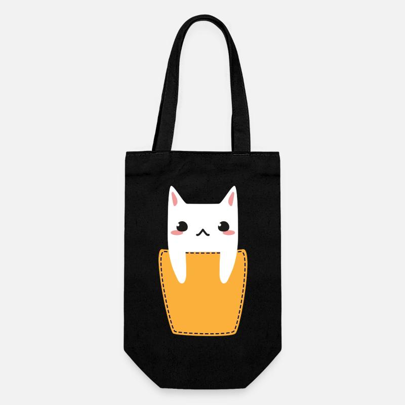 Chat dans la poche poitrine - Sac à bouteille - noir