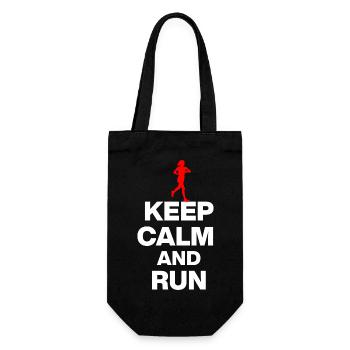 KEEP CALM AND RUN! JOGGEN RENNEN SPORT FIT weiß - Geschenkbeutel für Flaschen - Schwarz - Vorne