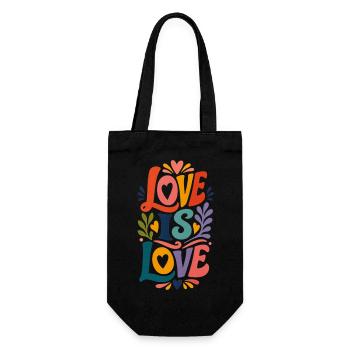 Love Is Love Vintage 70s Pride Motiv CSD Parade - Geschenkbeutel für Flaschen - Schwarz - Vorne