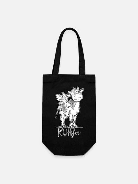 Kuhfee Kuh Fee Wortspiel Bauernhof Fantasy Humor - Geschenkbeutel für Flaschen - Schwarz