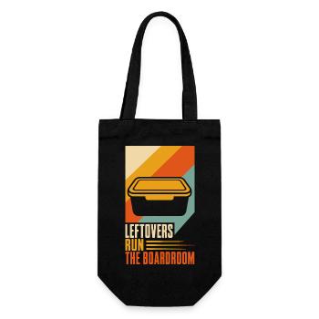Bürohumor – Leftovers Run the Boardroom - Geschenkbeutel für Flaschen - Schwarz - Vorne