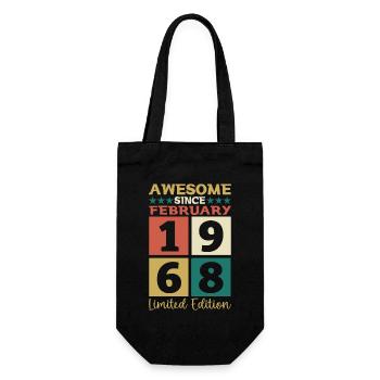 Born 1968 February 55th birthday Gift man - Gift Bag for Bottles - black - Front