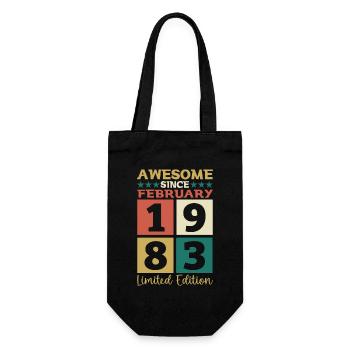 Jahrgang 1983 Februar 40. Geburtstag Geschenk Mann - Geschenkbeutel für Flaschen - Schwarz - Vorne