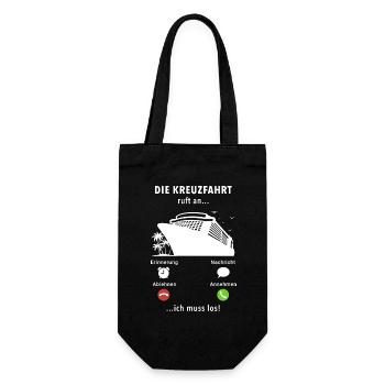 Anruf Kreuzfahrt, Kreuzfahrtschiff, Schiffsreise - Geschenkbeutel für Flaschen - Schwarz - Vorne