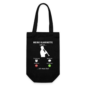 Meine Klarinette ruft an - ich muss los - Spruch - Geschenkbeutel für Flaschen - Schwarz - Vorne