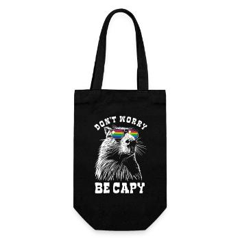 Capybara - Don't worry, be capy - Rainbow - Gift Bag for Bottles - black - Front