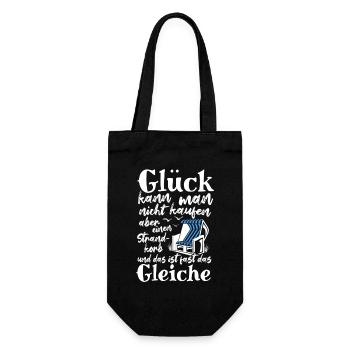 Glück kann man nicht kaufen, aber einen Strandkorb - Geschenkbeutel für Flaschen - Schwarz - Vorne