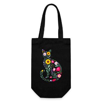 Silhouette Chat Floral Femmes - Sac à bouteille - noir - Devant