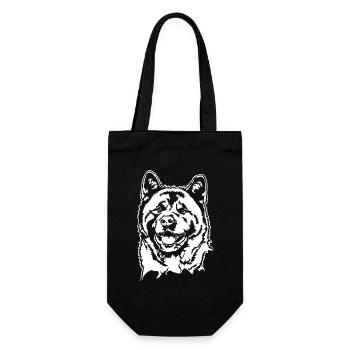 AMERICAN AKITA Hundeportrait Hunde Wilsigns - Geschenkbeutel für Flaschen - Schwarz - Vorne