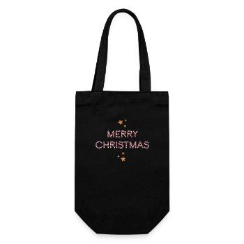 Merry Christmas Zuckerstangen Schrift - Geschenkbeutel für Flaschen - Schwarz - Vorne