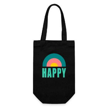 HAPPY. HAPPINESS. FREEDOM. - POSITIV. POSITIV - Geschenkbeutel für Flaschen - Schwarz - Vorne