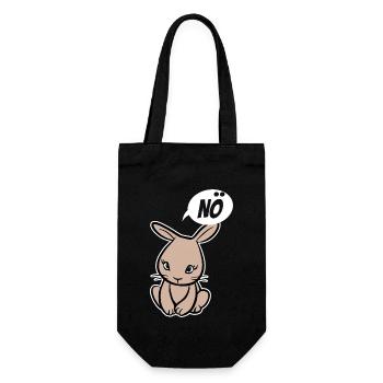 Nö, ich muss garnix - niedlicher Hase - Spruch - Geschenkbeutel für Flaschen - Schwarz - Vorne
