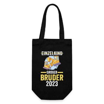 Bagger 2023 Bruder - Geschenkbeutel für Flaschen - Schwarz - Vorne