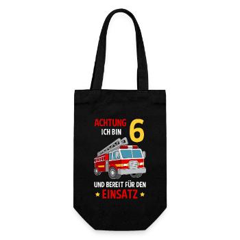 Feuerwehrmann Feuerwehr 6. Geburtstag - Geschenkbeutel für Flaschen - Schwarz - Vorne