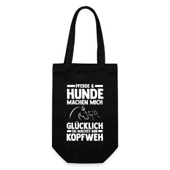 Pferde Pferdeliebhaber Hundeliebhaber Hunde - Geschenkbeutel für Flaschen - Schwarz - Vorne