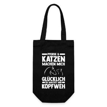 Pferde Pferdeliebhaber Katzenliebhaber Katzen - Geschenkbeutel für Flaschen - Schwarz - Vorne