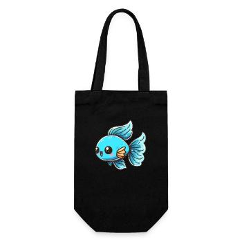 Fish, Blue, Aquarium, Ornamental Fish, Freshwater and Saltwater - Gift Bag for Bottles - black - Front