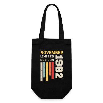 November 1982 Birthday Gift - November 1982 - Gift Bag for Bottles - black - Front