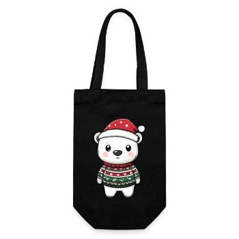 Polar Bear Christmas - Gift Bag for Bottles - black - Front