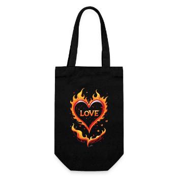 Love valentin coeur feu - Sac à bouteille - noir - Devant