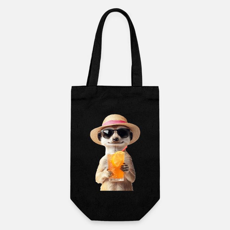 Erdmännchen - Geschenkbeutel für Flaschen - Schwarz